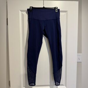 Navy Blue Leggings with Mesh Detail